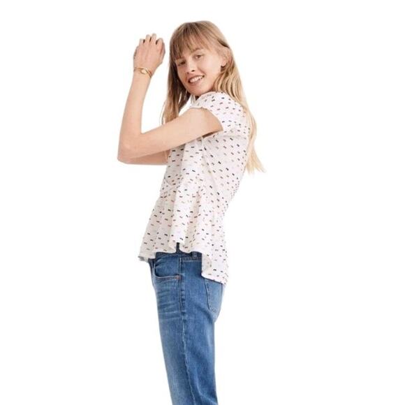 Madewell Peplum Crossover Top in Rainbow Clipdot XL Festival Boho Colorful Light - Picture 12 of 12